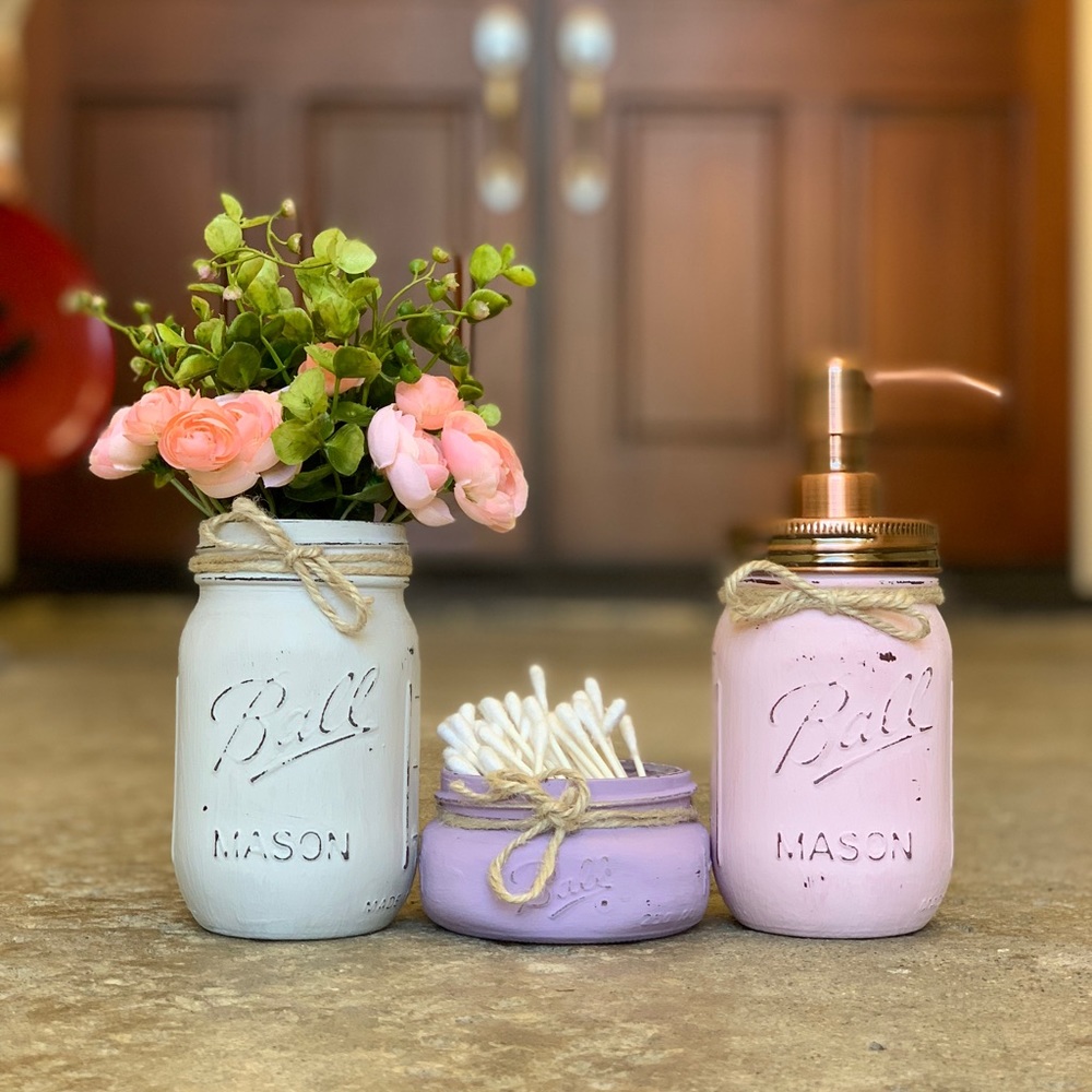 Mason Jar Set, Bathroom Set, Bathroom Organizer